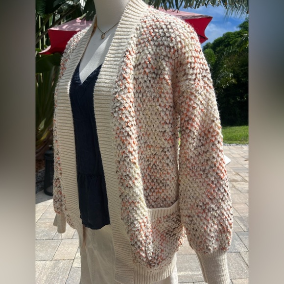 Bohme cream and burnt orange Textured Cardigan small - Picture 3 of 7